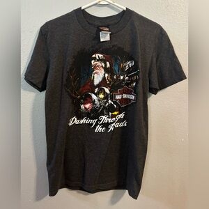 Harley Davidson Santa Claus Tee Shirt Men's Size M  Gray Christmas